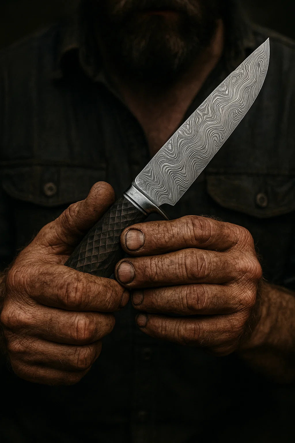 Ironcrest Redwood Damascus Knife