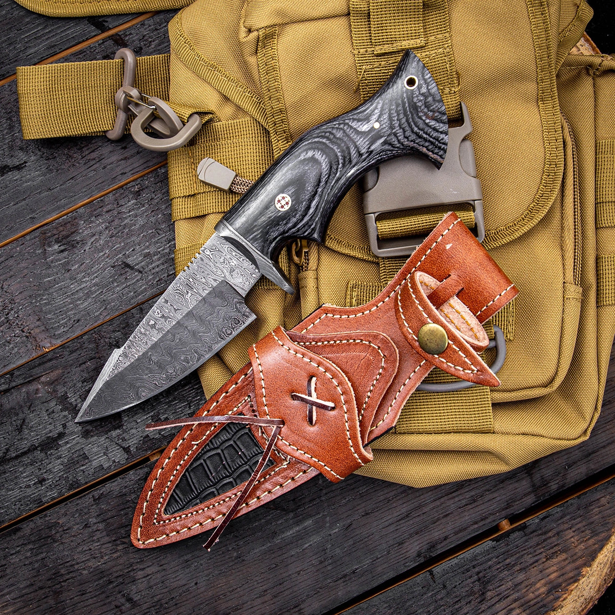 Ironcrest Black Damascus Knife